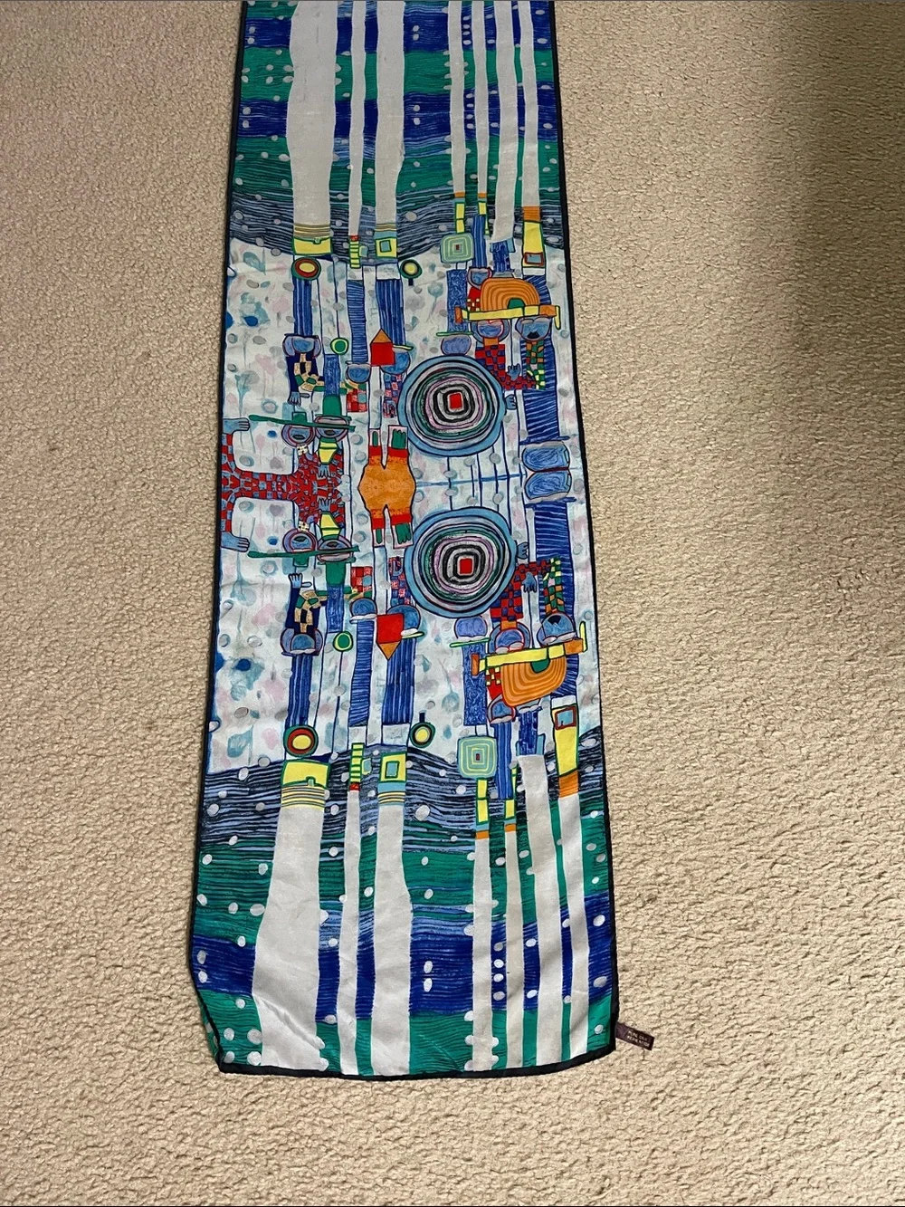 Abstract Blue & Green Vertical Wall Tapestry - Modern Artistic Accent